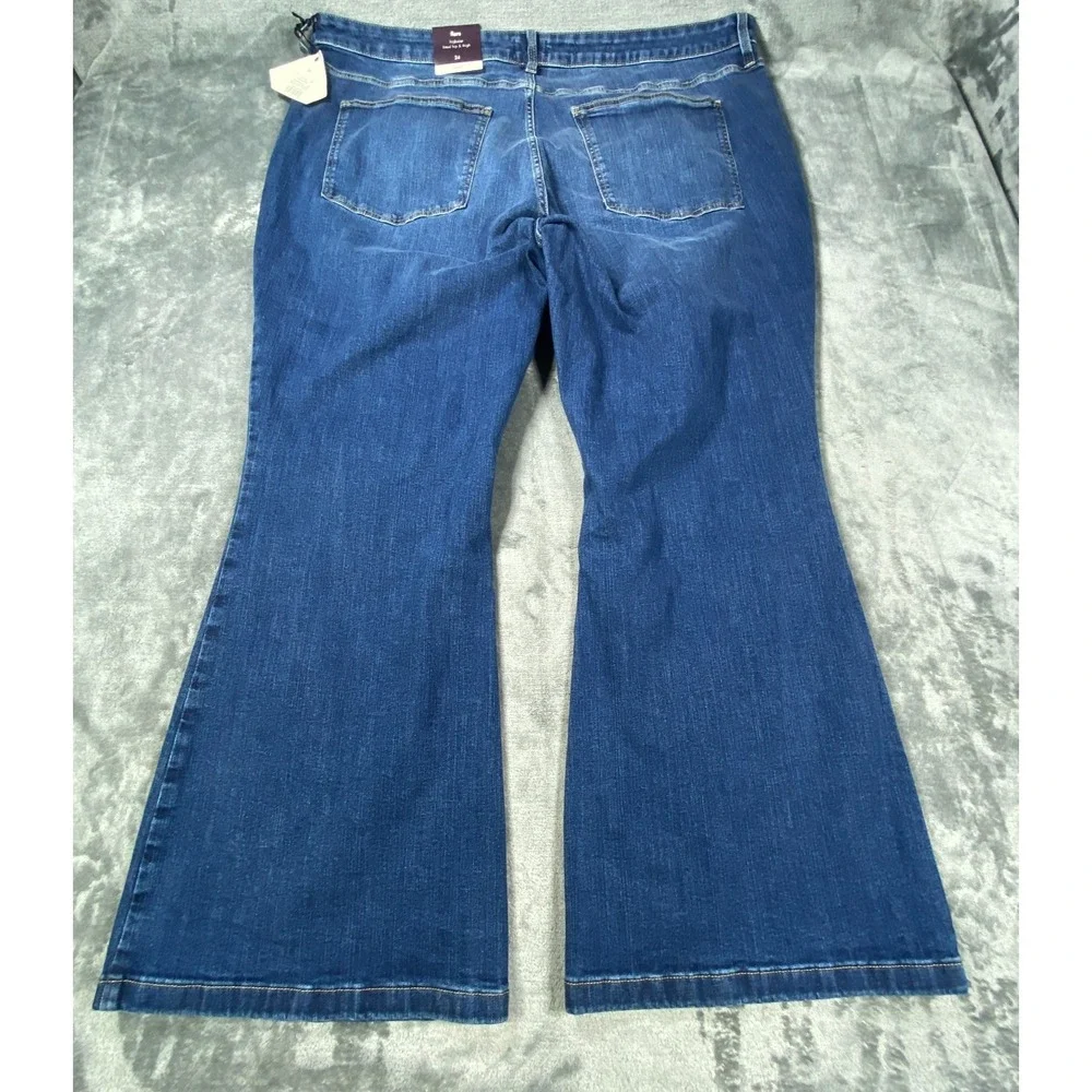 NWT Ava Viv Jeans Women 24 Blue Stretch High Rise Flare No‎ Gap Fade Medium Wash - Picture 8 of 9